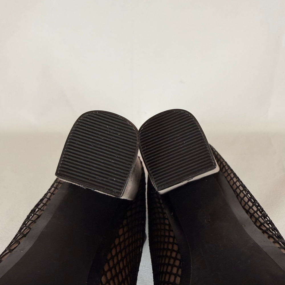 ShoeDazzle Aria Black Mesh Fishnet Pointed Toe Block Heel Pumps Womens‎ 7 Taupe - Picture 7 of 10